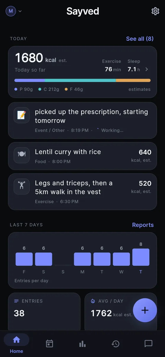 Sayved: A habit log without streaks: one-tap routines